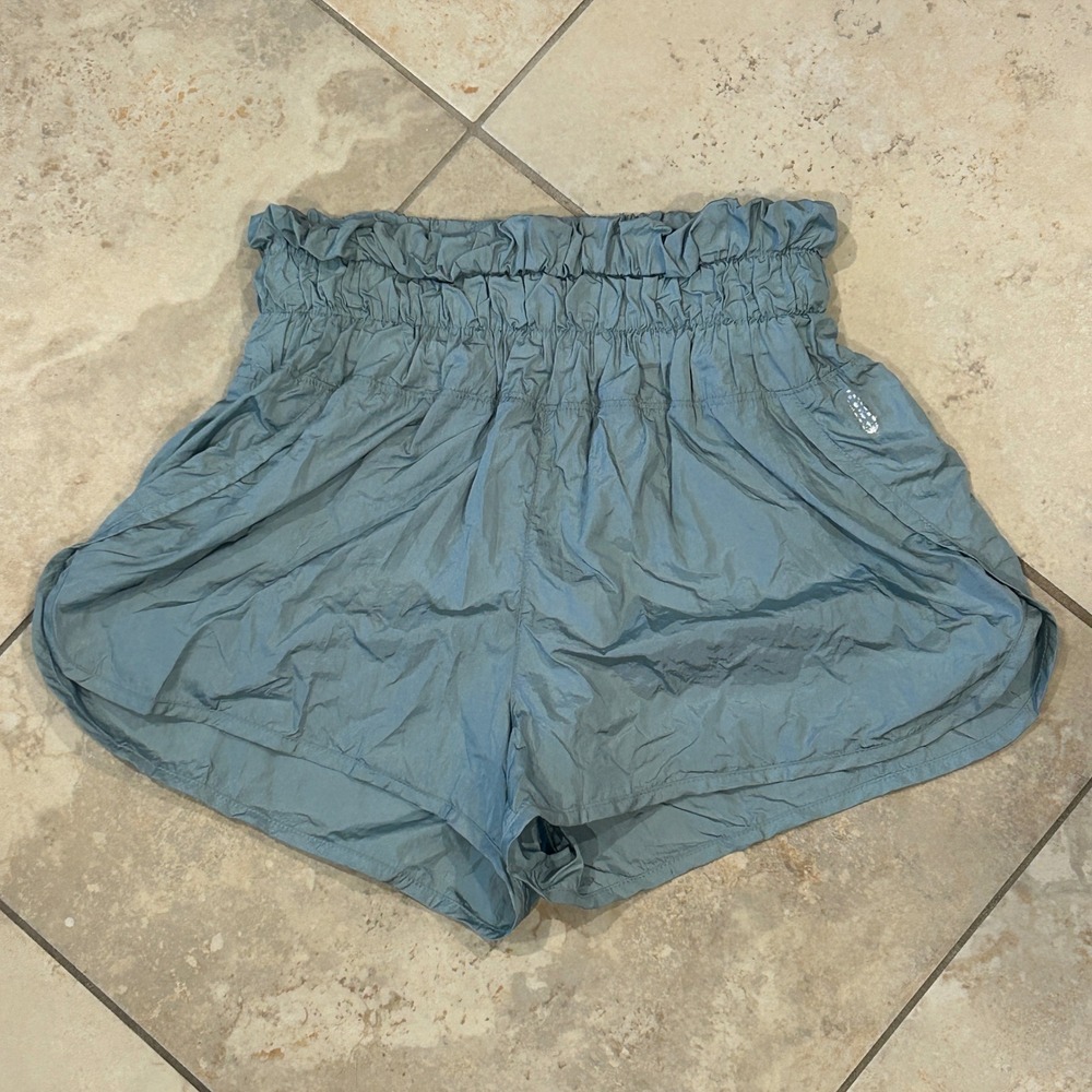 Free People Movement The Way Home‎ Shorts Womens M Blue High Rise Smocked Waist